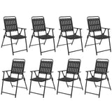 Yaheetech Folding Patio Chair Set of 8, Outdoor Dining Chair with Armrests, Plastic Patio Chair for Porch, Deck, Garden, Backyard, No Assembly Black Yaheetech