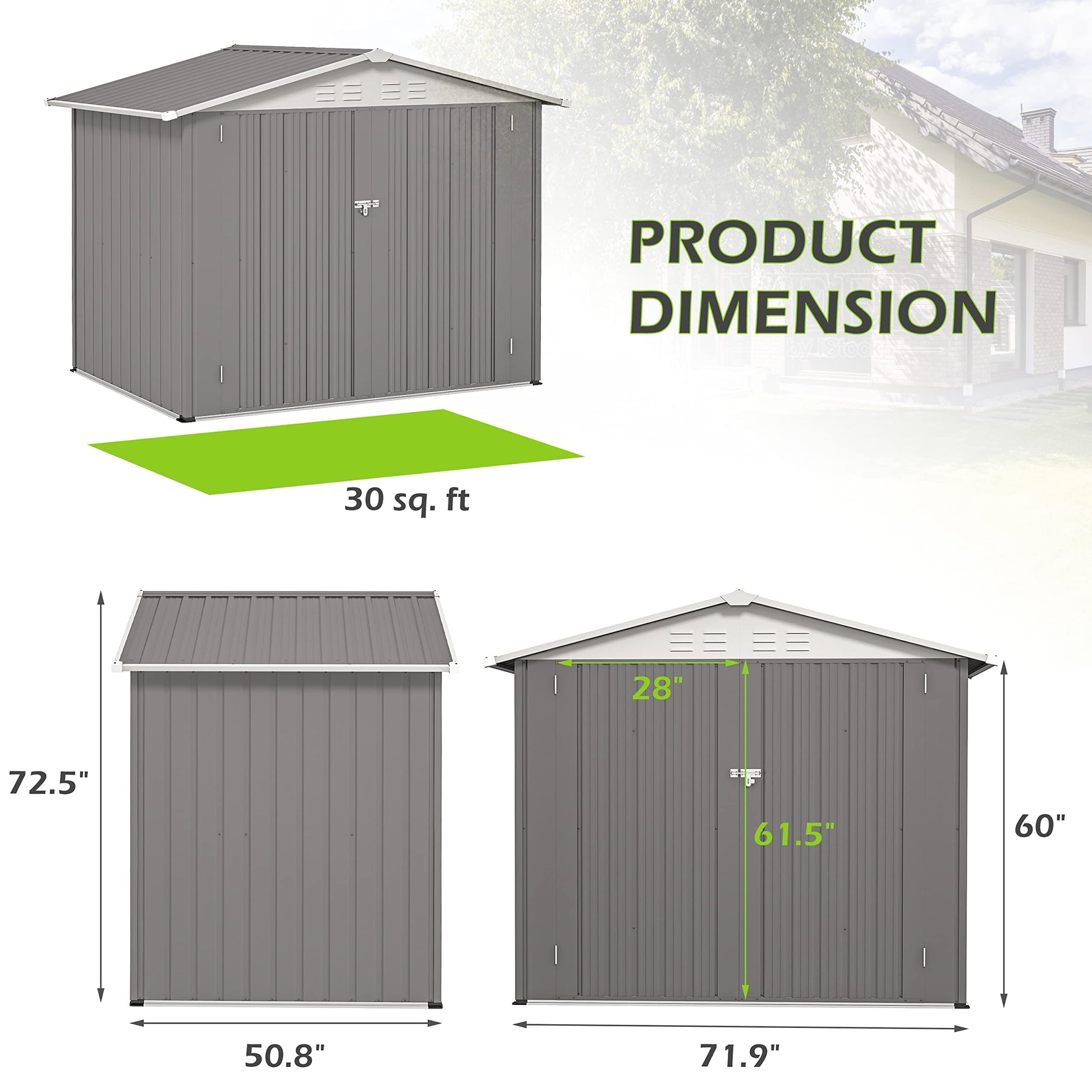 TOLEAD 6 x 4 FT Gray Metal Outdoor Storage Shed, Tool Sheds for Backyard Garden Patio Lawn with Water Proof, Large Heavy Duty Tool Sheds with Lockable Doors & Air Vent for Backyard Patio Lawn - WoodArtSupply