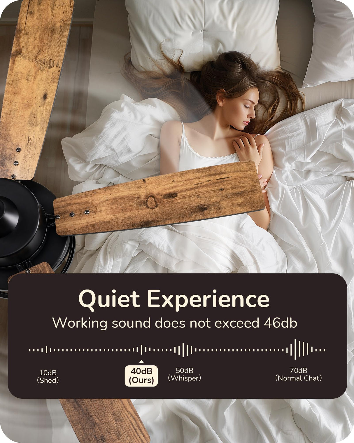 EDISHINE 42“ Farmhouse Ceiling Fans with Lights, Remote Control, Dimmable, 6 Speeds, 5 Wood Blades, DC Reversible Motor, Timer, Noiseless, Small Rustic Ceiling Fan for Bedroom Living Room, UL Listed EDISHINE