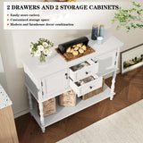 ARTPOWER Console Table with 2 Drawers, Retro Entryway Table with 2 Door Cabinets and Open Storage Shelf, Narrow Long Sofa Table, Behind Couch Table for Living Room, Foyer and Hallway, Antique White ARTPOWER