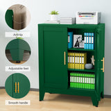 RISTERN Green Metal Storage Cabinet, 36" Sideboard Buffet Cabient, Kitchen Pantry Storage Cabinet with Doors and 2 Adjustable Shelves, for Office, Home, School RISTERN