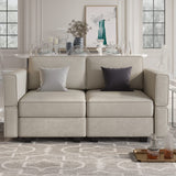 Belffin Modular Loveseat Sofa Couch with Storage Seats Velvet 2 Seater Love Seats for Small Spaces Grey Belffin