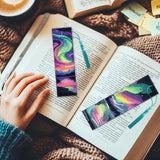 beinkmake 10Pcs Aurora Starry Sky 5D Diamond Art Bookmarks Forest Lake Diamond DIY Painting Bookmarks Rhinestones Beaded Acrylic Tassel Bookmark for Adult Beginner Crafts beinkmake