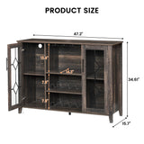 IDEALHOUSE Wine Bar Cabinet with Led Light,Home Coffee Cabinet with Wine and Glass Rack,Kitchen Buffet Sideboard with Storage,Liquor Cabinet for Bar,Dining Room,Kitchen(Dark Rustic Oak) IDEALHOUSE