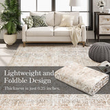 Collive Washable Area Rug 8x10, Neutral Boho Rugs for Living Room Rugs 8x10 Non Slip Farmhouse Modern Bedroom Carpet Stain Resistant Aesthetic Print Accent Floor Mat for Dining Guest Office - Beige Collive