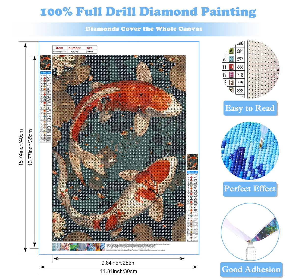 Landscape Fish Diamond Art Kits for Adults, Fish Diamond Painting Kit for Beginners, Diamond Dot, Animal Dimond Art Paintings Kit, Full Drill Gem Painting, Crafts for Adults, Home Wall Decor 12x16inch Rekxtmo
