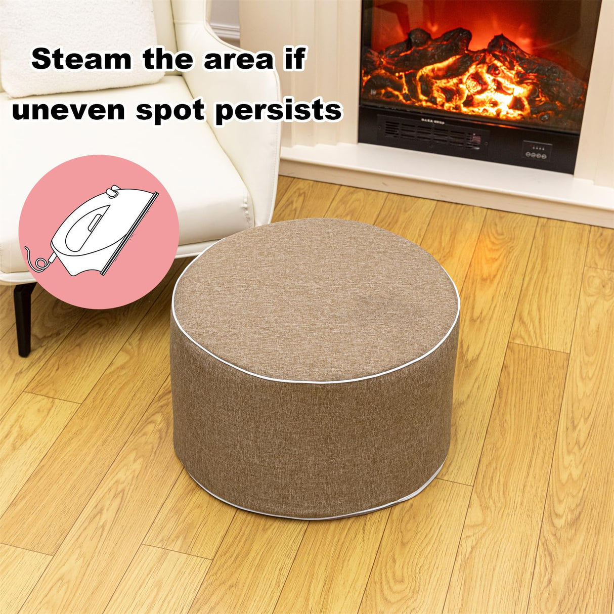 AbunHeri Outdoor Ottoman Outdoor Ottomans for Patio 19x12 Inches Modern Lightweight Foam Stuffed Pouf Outdoor Footstool Footrest Foot Stool Waterproof (Coffee) AbunHeri