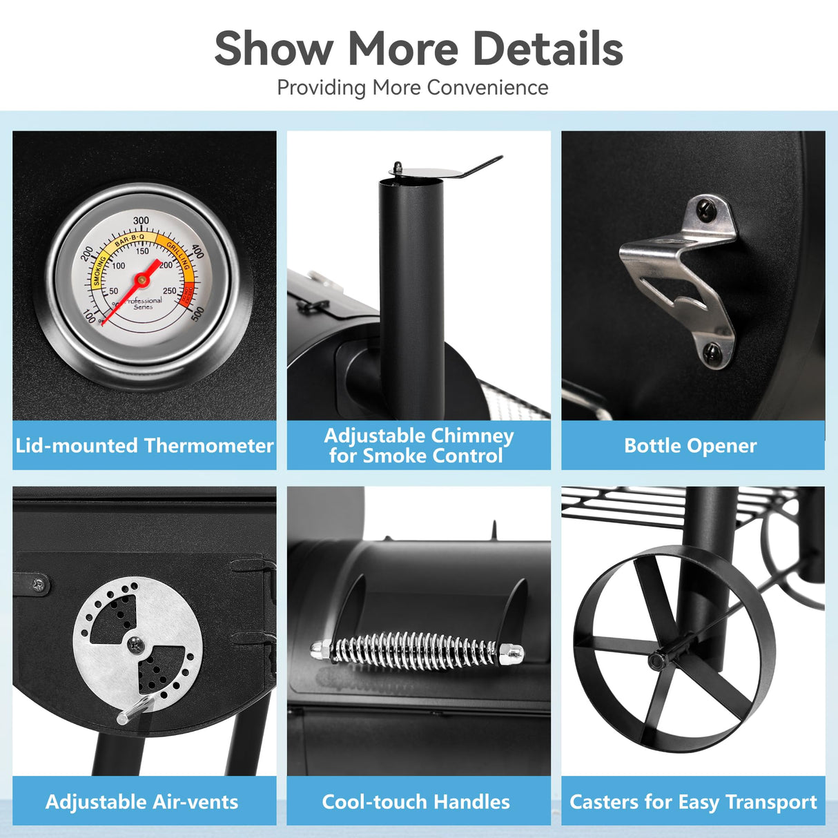 GREEN PARTY Offset Smoker Charcoal Grills with 28-Inch Cook Chamber, Barrel Smoker and Charcoal Grill Combo, 512 Sq. In. Space Barrel Charcoal Smoker Grill for Outdoor BBQ Patio Backyard Cooking GREEN PARTY