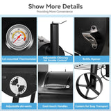 GREEN PARTY Offset Smoker Charcoal Grills with 28-Inch Cook Chamber, Barrel Smoker and Charcoal Grill Combo, 512 Sq. In. Space Barrel Charcoal Smoker Grill for Outdoor BBQ Patio Backyard Cooking GREEN PARTY