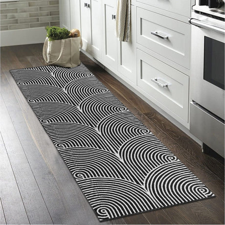 Tiffasea Woven Runner Rug 2'x6', Machine Washable Indoor Outdoor Rugs Cotton Woven Area Rug Hallway Runner Rug Entryway Rug for Living Room/Laundry/Bathroom/Bedroom(Black and White) Tiffasea