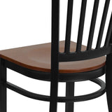 Flash Furniture HERCULES Series Black Vertical Back Metal Restaurant Chair - Cherry Wood Seat Flash Furniture