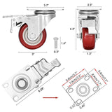 3 inch Heavy Duty Casters Load 1500lbs,Lockable Bearing Caster Wheels with Brakes,Swivel Casters for Furniture and Workbench，Set of 4 (Free Screws) Moogiitools
