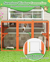 Catio Outdoor Cat Enclosure,71" L Outside Cat House Weatherproof, Wooden Catios for Cats Patio, Cat Houses with 3 Platforms (Orange-Red, Large) Nyeekoy