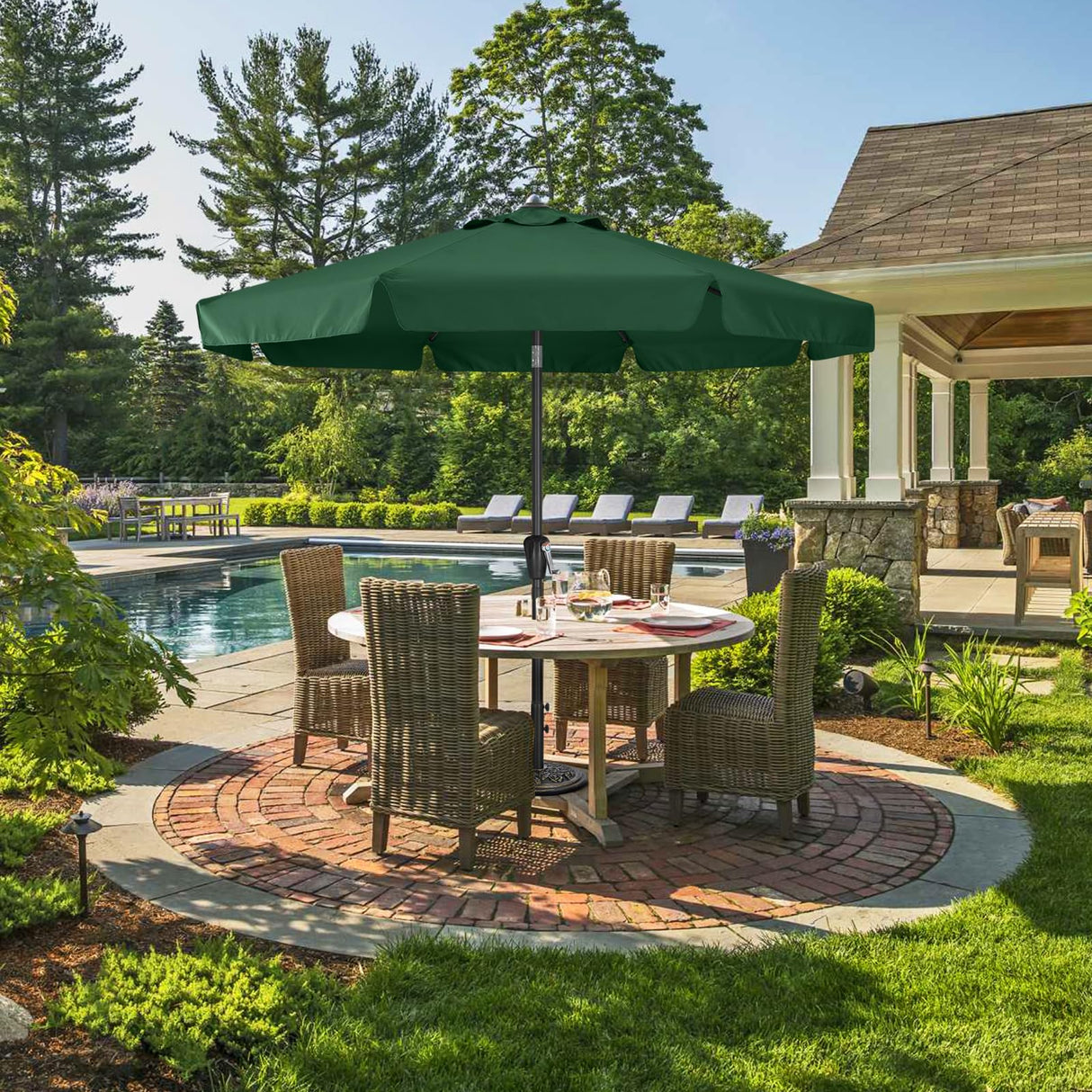 ABCCANOPY Patio Umbrella 10ft, Outdoor Table Umbrella with Push Button Tilt and Crank, 8 Ribs Umbrella for Patio Pool Garden Deck (Green) ABCCANOPY