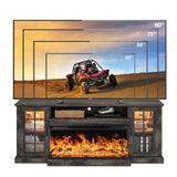 oneinmil 36 Inch 3-Sided Glass Fireplace TV Stand for TVs up to 80", Rustic Media Entertainment Center Console Table with Glass Door Closed Storage, Set of TV Table, Grey oneinmil