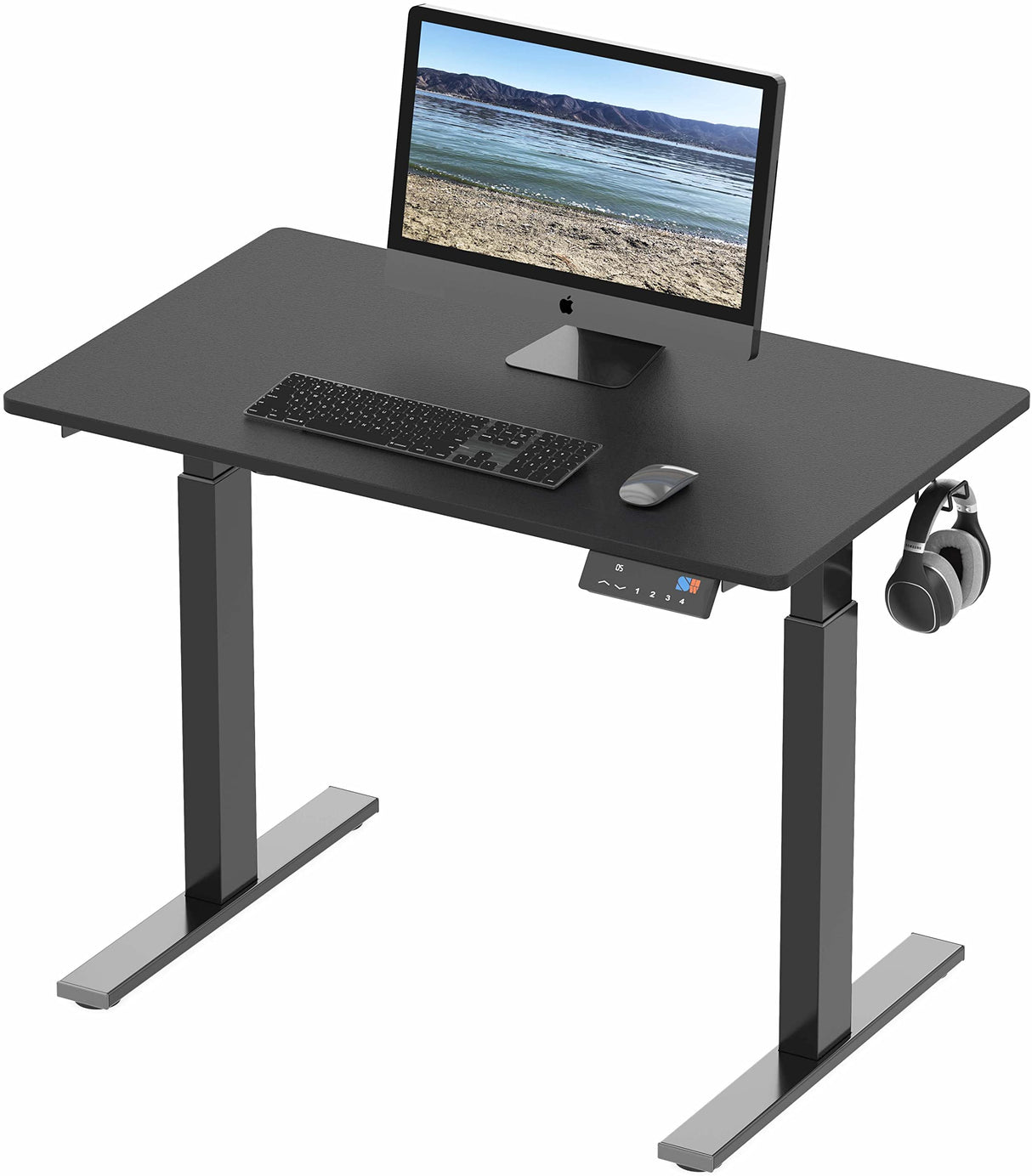 SHW 40-Inch Electric Height Adjustable Standing Desk with Memory Preset and Cable Management Tray, Black SHW