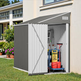 NicBex Heavy-Duty Lockable 4x8 Lean to Metal Shed - Weather Resistant Outdoor Lean to Shed with Vents & Door - Grey, Wall Side Design Sheds for Lawn Mowers, Bikes, Firewood & Animal Shelters NicBex