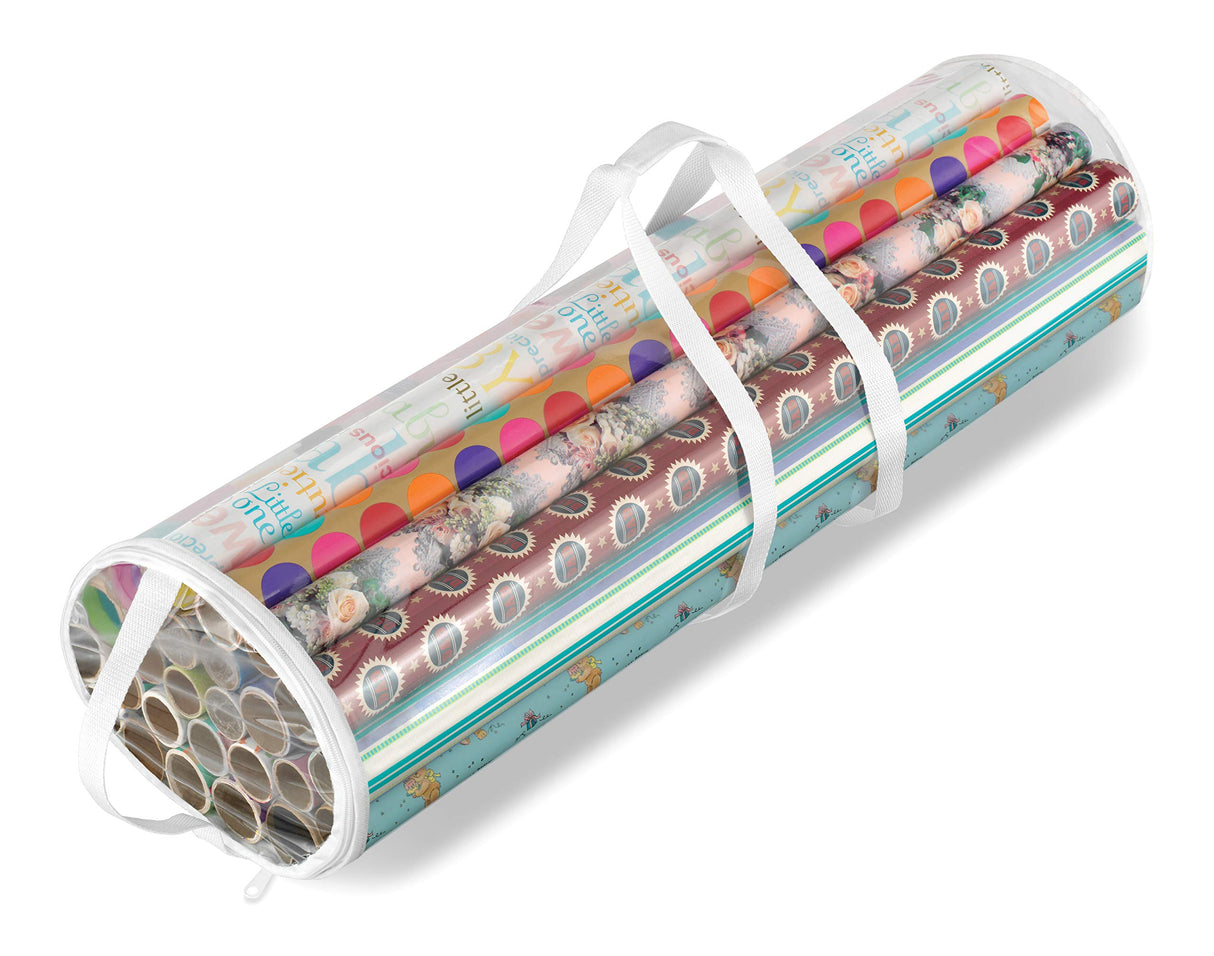 Whitmor 6044-4924 Clear Gift Wrap Organizer - Zippered Storage for 25 Rolls Whitmor