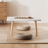 Small Coffee Table for Small Space, Low Table, Floor Table Desk for Sitting on The Floor, Storage Living Room Furniture, Tatami Tea Tables with Solid Wood Legs, Home Office, Farmhouse, Rectangle White FAMIDGE
