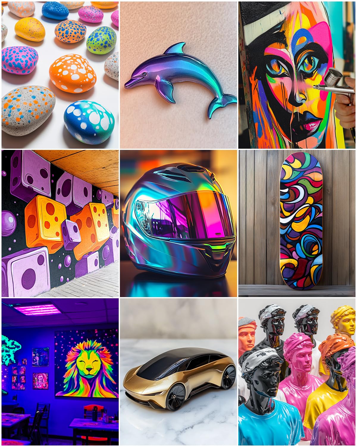 Roizefar Airbrush Paint, 36 Colors with 4.05 Fl Oz Thinner & 4.05 Fl Oz Cleaner, Water-Based Air Brush Paints Acrylic Ready to Spray, Includes Iridescent, Metallic, Neon, Classic Colors, 20ml/Bottle Roizefar