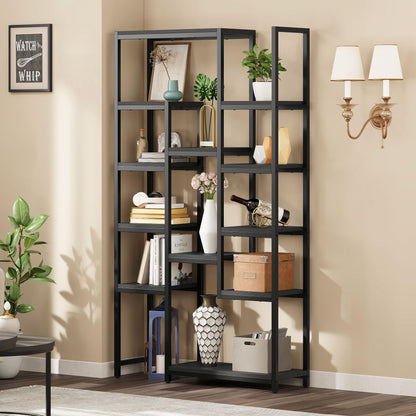 YITAHOME 71” Tall Bookshelf 6 Tier Bookcase,Modern Large Bookshelves with 12 Open Shelf, Display Rack Storage Book Shelves for Living Room Bedroom Office Home, Black