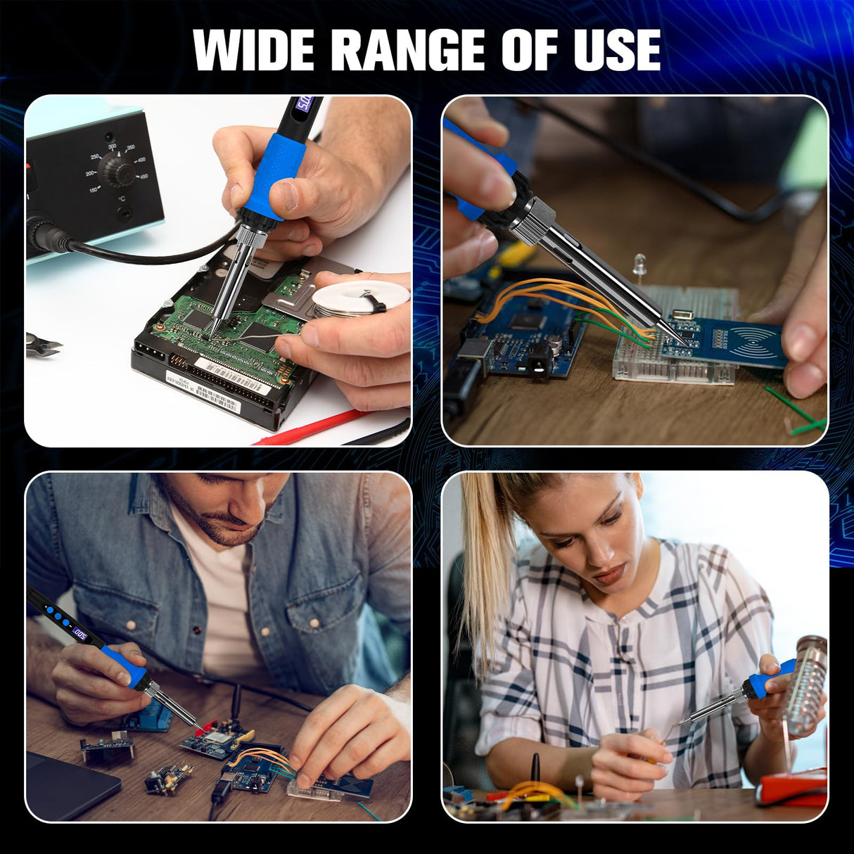 Soldering Iron Kit, 90W LED Display Adjustable Temperature Soldering Iron Automatic Sleep Mode Soldering Gun with 5PCS Tips, Solder Wire, Stand, Flux, Welding Tool for Repair, Electric Repairing, DIY K KERNOWO