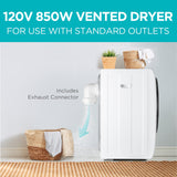 BLACK+DECKER Compact Clothes Dryer, 1.5 Cu. Ft. 850W Electric Dryer, 120V Vented Portable Dryer with Stainless Steel Drum, Mini Dryer for 3.3 lbs. of Laundry for Standard Wall Outlet BLACK+DECKER