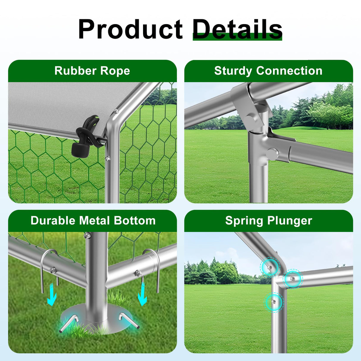 Large Metal Chicken Coop Walk-in Poultry Cage Hen Run House with Waterproof and Anti-Ultraviolet Cover for Backyard Farm Garden, Cage for Rabbits Duck Spire Roof(10’ W x 19.7’ L x 6.4’ H) Rupzen