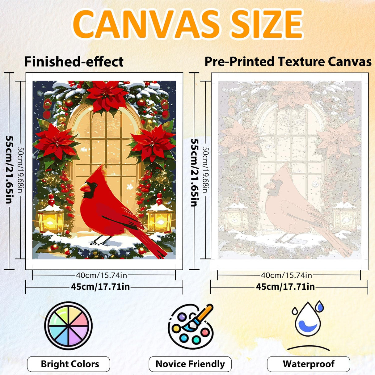 CRZMODE Christmas Paint by Numbers Kit for Adults, Cardinal Paint by Numbers for Adults, Acrylic Painting Crafts for Home Decor Gift (16x20inch) CRZMODE