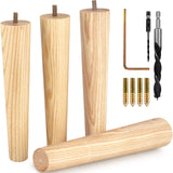 Ash Wood Furniture Legs - Premium Mid Century Legs for Sofa, Chair, Table, Dresser, Bed, Cabinet, Ottoman - Our Wooden Legs Are Easy To Install & Include Installation Hardware - Set of 4, 10 Inches Airy Abode