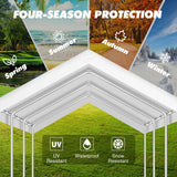 10x20FT Carport Canopy Replacement Cover Heavy Duty Waterproof & UV Protected, All Weather Car Shade Canopy with Ball Bungees (White, 10'x20', Frame is not Included) Inmeilifus