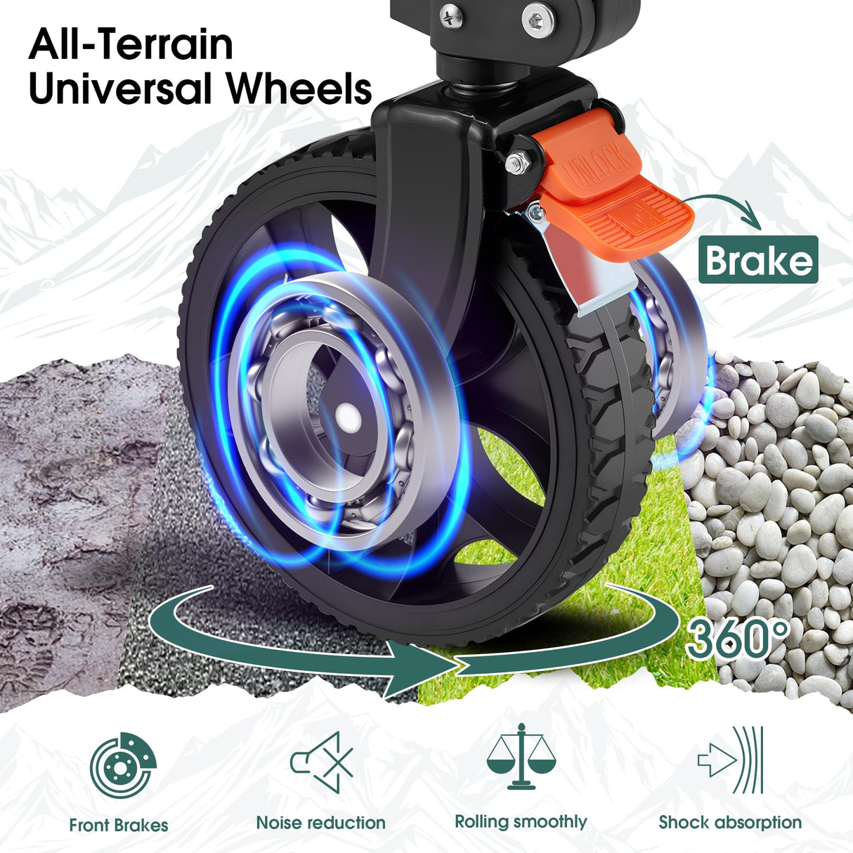 140L Collapsible Folding Wagon Cart with 330lbs Resting Weight Capacity, Heavy Duty Garden Cart with All-Terrain&Brake Wheel, Foldable Utility Wagon with Side Pocket for Groceries Camping,Black Generic