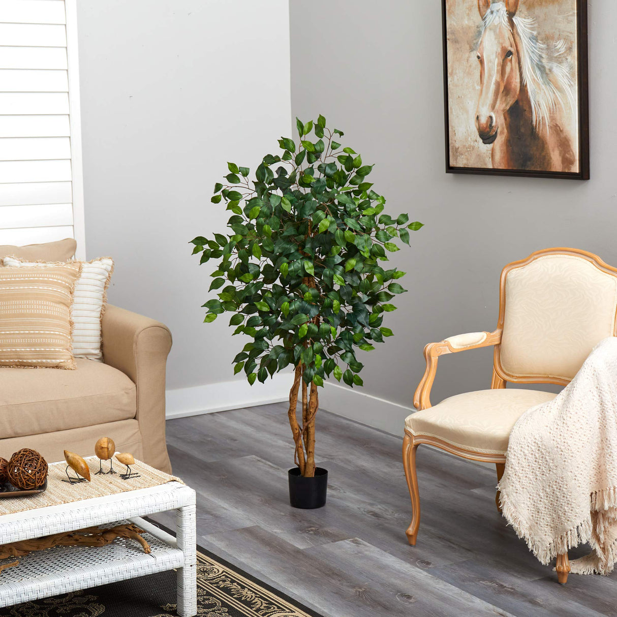 Nearly Natural 5299 Ficus Silk Tree, 4-Feet(48 in), Green Nearly Natural