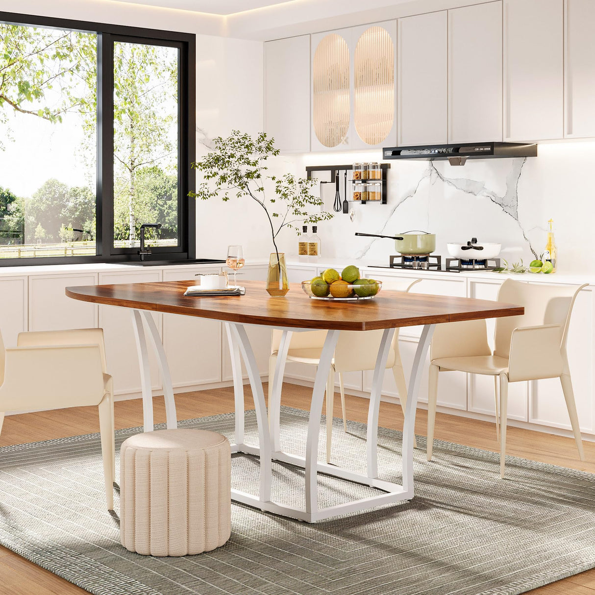 Tribesigns 71-Inch Farmhouse Dining Table, 6-8 People Rectangular Wood Kitchen Table, Rustic Wood Dinner Table for Dining Room, Kitchen, Living Room (Rustic Brown, Only Table) Tribesigns