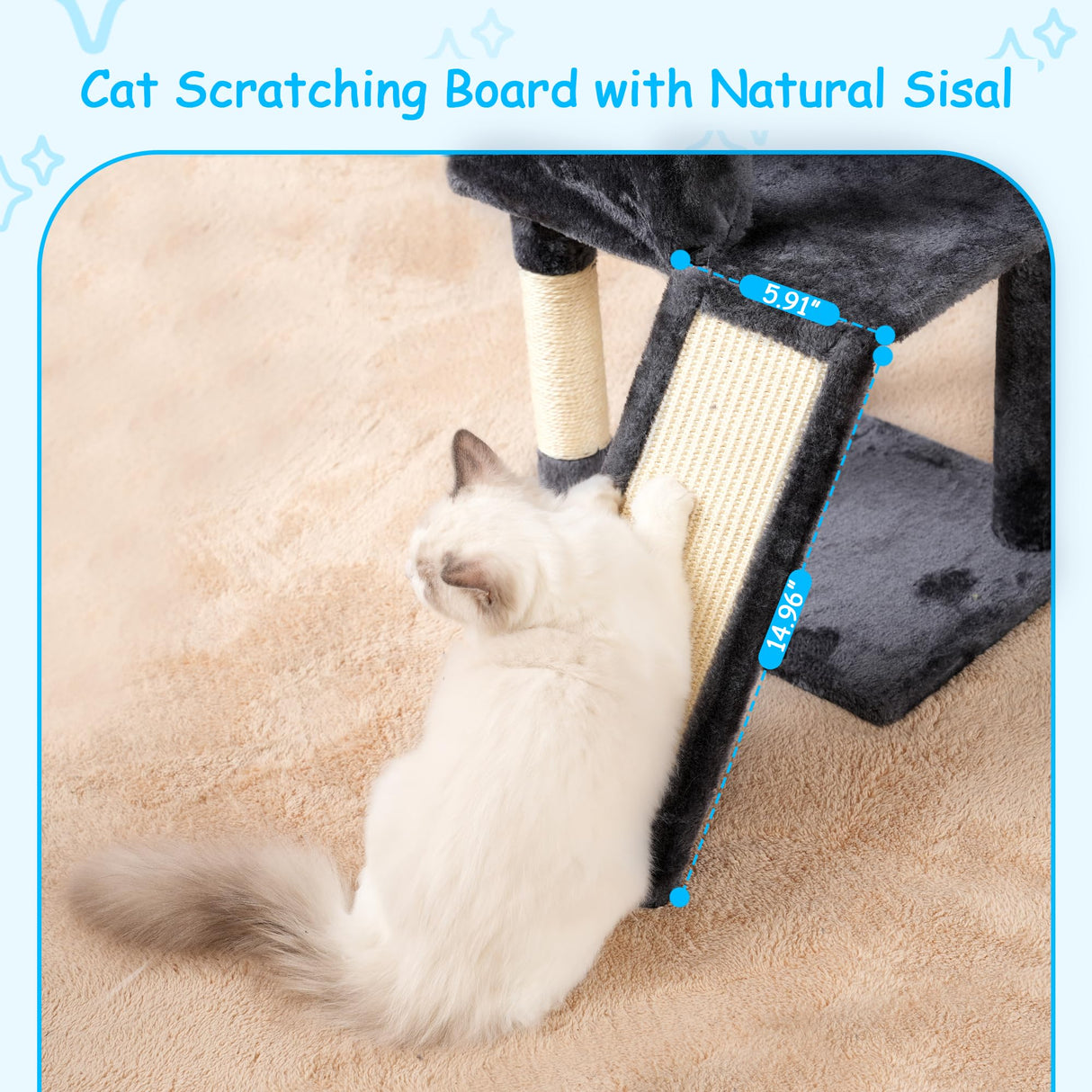 Hey-brother Cat Tree, 42.5-Inches Cat Tower for Indoor Cats, Plush Multi-Level Kitten Cat Condo with Scratching Post, Ramp, Basket, Spacious Cat Cave, Hanging Ball, Smoky Gray MPJ007SG Hey-brother