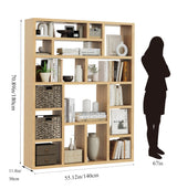 BLANKSPACE 71 Inch Tall Wooden Bookcase, 6-Tier Heavy Duty Storage Shelf with Foldable Storage Baskets - Freestanding Open Shelves for Living Room, Bedroom, Yuzu Oak BLANKSPACE