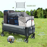 TIMBER RIDGE 51.2'' Extended Collapsible Wagon Cart with Cargo Net, 350LBS Heavy Duty Foldable Utility Wagon with Adjustable Handle, 250L Capacity Portable Cart for Camping Sports Shopping, Grey TIMBER RIDGE