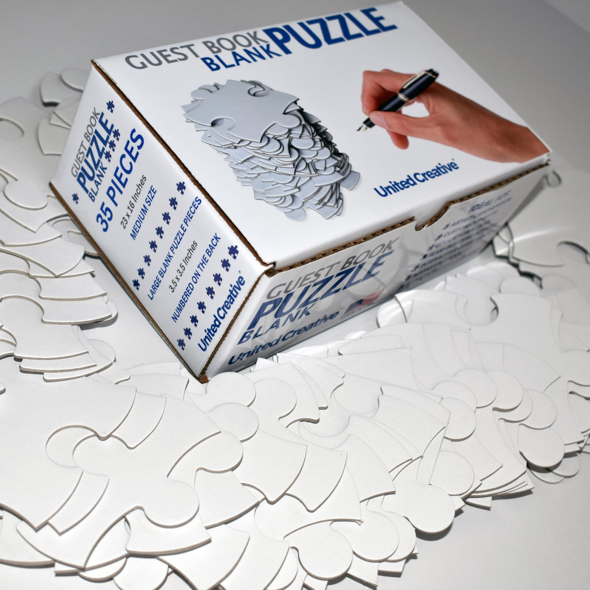 Blank Puzzle 23x16 inches, 35 Pieces - Ideal for Wedding Birthday Party and Special Events, DIY Painting, Art and Craft Projects, Guest Book Alternative UNITED CREATIVE