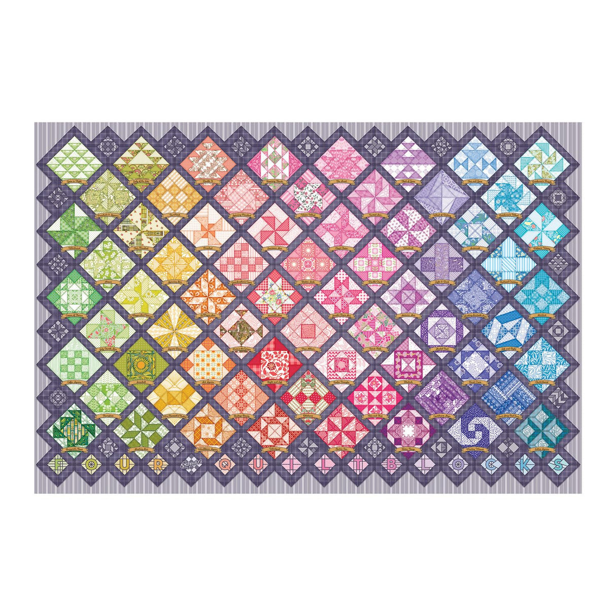 Cobble Hill 2000 Piece Puzzle - Four Square Quilt Blocks - Sample Poster Included Cobble Hill Puzzle Company Ltd.