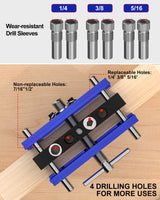 VASTHOME Self Centring Dowel Jig, Adjustable Drill Jig for Straight Holes, Biscuit Joiner Set with 6 Drill Guides, Adjustable Width Dowelling Jig for Straight Holes(blue) VASTHOME
