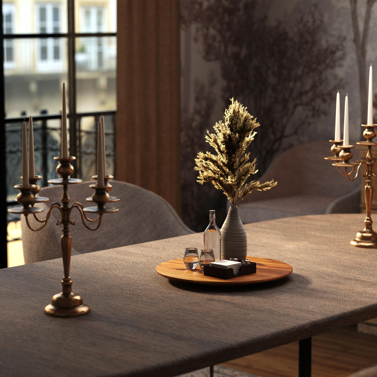 TIDITA 18" Acacia Wood Lazy Susan for Table Top - Wooden Turntable Serving Tray for Charcuterie Boards Cheese Board - Extra Large Round Lazy Susan Organizer - Kitchen Revolution for Countertop Tidita