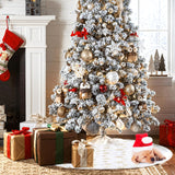 Christmas Tree Skirt 36 Inch, Holiday Part Decorations for Christmas Tree, Whit Plush Gold Sequin Snowflake Tree Shirt for Xmas SRISE