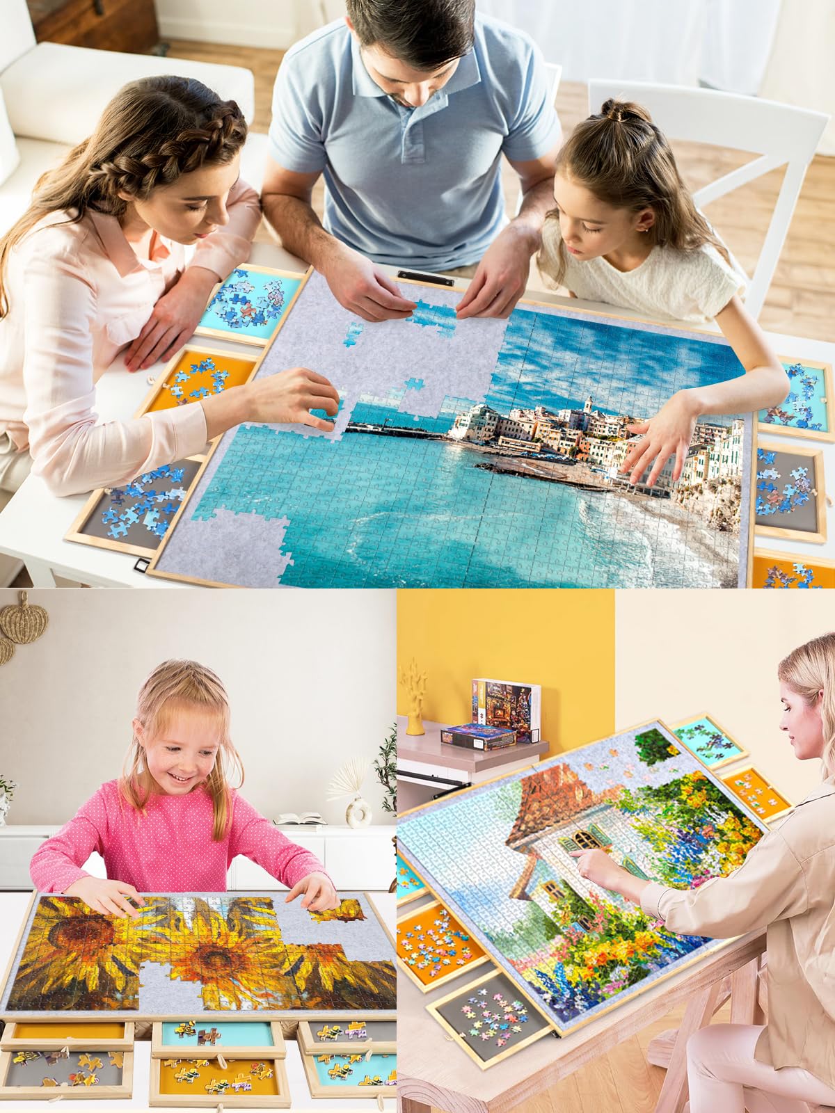 Kalolary 2-in-1 Tilting & Foldable Puzzles Board, 2000 Pieces Wooden Jigsaw Puzzle Table with 6 Drawers & 2 Covers Portable Puzzles Accessories Puzzle Organizer for Adults (31" x 39.4") Kalolary