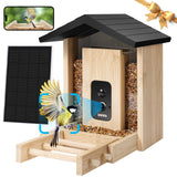 Smart Bird Feeder with 2.5K HD Camera, AI Identify Bird Feeder Solar & Battery Powered, Auto Capture Birds & Notify in Time, Bamboo Wooden Smart Bird Watching Feeder, Ideal Gift for Bird Lover(1.5L) LUCKY NAVI