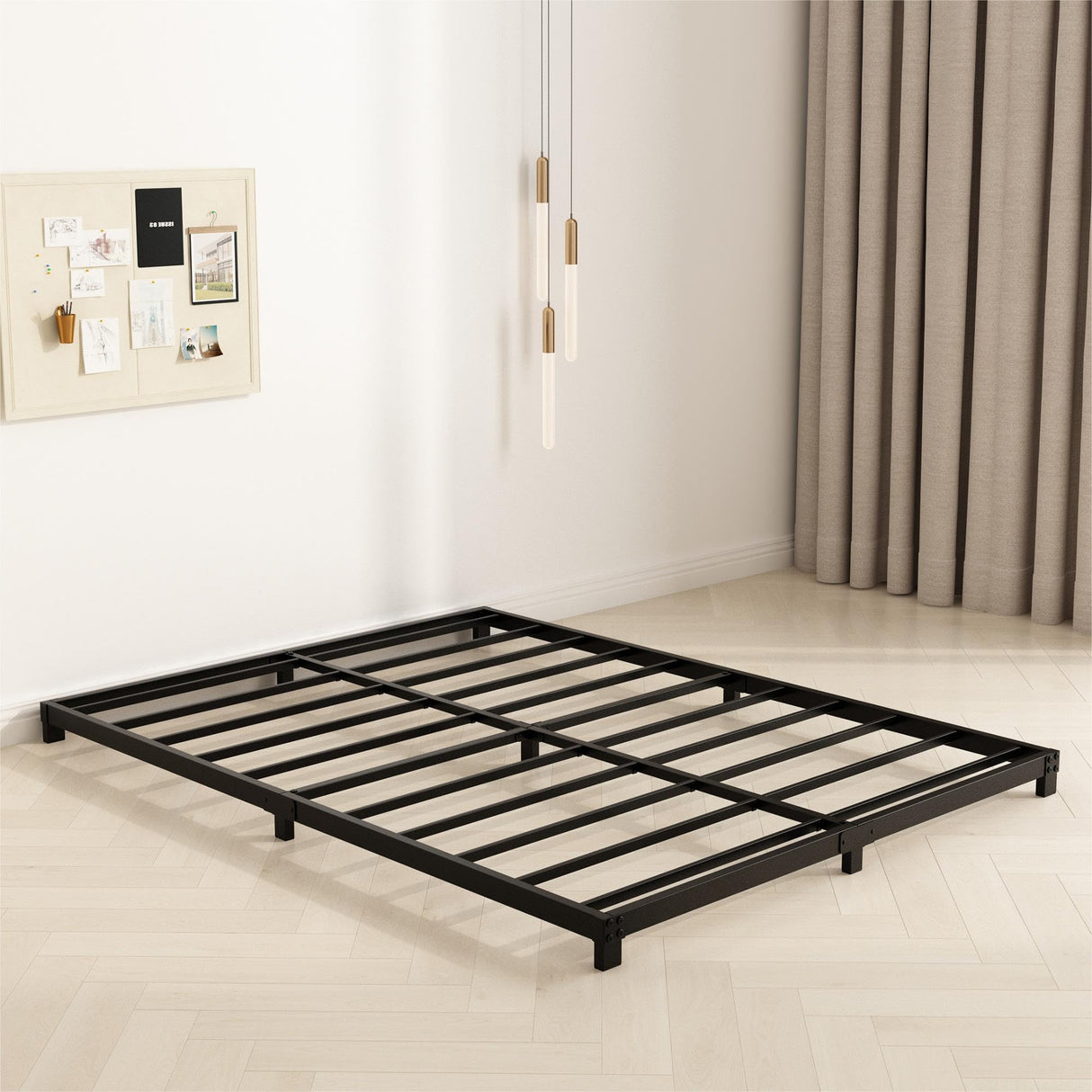 YUSENHEEI 4 Inch King Size Bed Frame, Heavy Duty Metal Platform Low King Bed Frame, No Box Spring Needed, Noise Free, Easy Assembly, Black YUSENHEEI