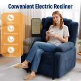 Korser Power Recliner Chair for Adults, Oversized Electric Recliner with Thickened Cushions, Chenille Fabric Reclining Chair for Living Room, Bedroom, Blue Korser