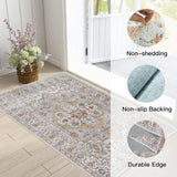 Washable Hallway Runner Rug 2x3: Non Slip Runner Rugs with Rubber Backing Soft Kitchen Rug Farmhouse Distressed Carpet Runner for Living Room Bedroom Bathroom (Turmeric/Grey, 2X3) TOPRUUG