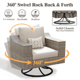 LUXOAK 9-Piece Wicker Patio Furniture Set with Swivel Rocking Chairs, Curved Sectional Sofa with Storage Table, All-Weather Outdoor Conversation Set with 6" Armrests, for Backyard/Garden/Deck LUXOAK