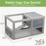 COZIWOW Fashion Wooden 36Inches Rabbit Hutch Outdoor with Wheels Bunny Cage Indoor Durable Rabbit Cage with Removable Tray, Openable Roof, Anti-Slip Ramp for Small Bunny Rabbit (Grey) COZIWOW