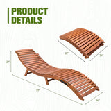 Devoko Patio Chaise Pool Lounge Outdoor Folding Wooden Lounge Chair for Outside Waterproof Lounge Chair (2 Piece) Devoko
